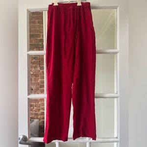 Cherry Red Linen Drawstring pants